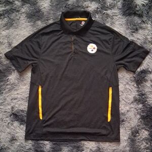 Black Pittsburg Steelers Polo Shirt with Logo and Yellow Accents New Missing Tag